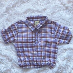 Kids Plaid Button Down Shirt in Blue and Red